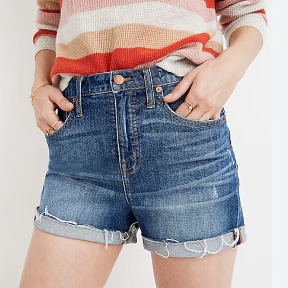 Madewell High Rise Glenoaks Wash Cut Off Denim Shorts 27 - Picture 1 of 4
